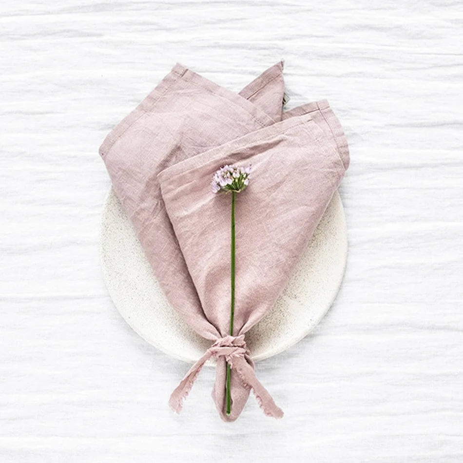 Set of 4 Cloth Napkins 100% Pure Linen 16x16Inch Hemmed Dinner Napkins