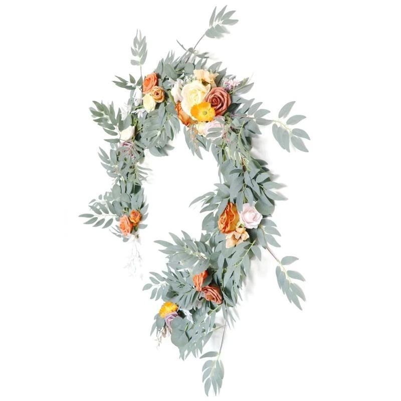 Rustic Terracotta Floral Rattan Garland Decor