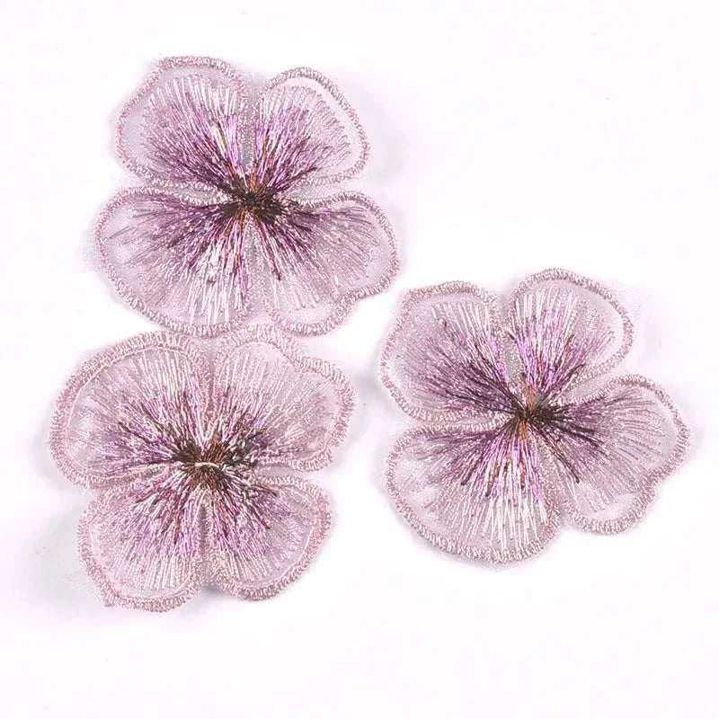 10 Pieces of Embroidered Four Petal Flower Patch Cloth DIY Clothing Ac