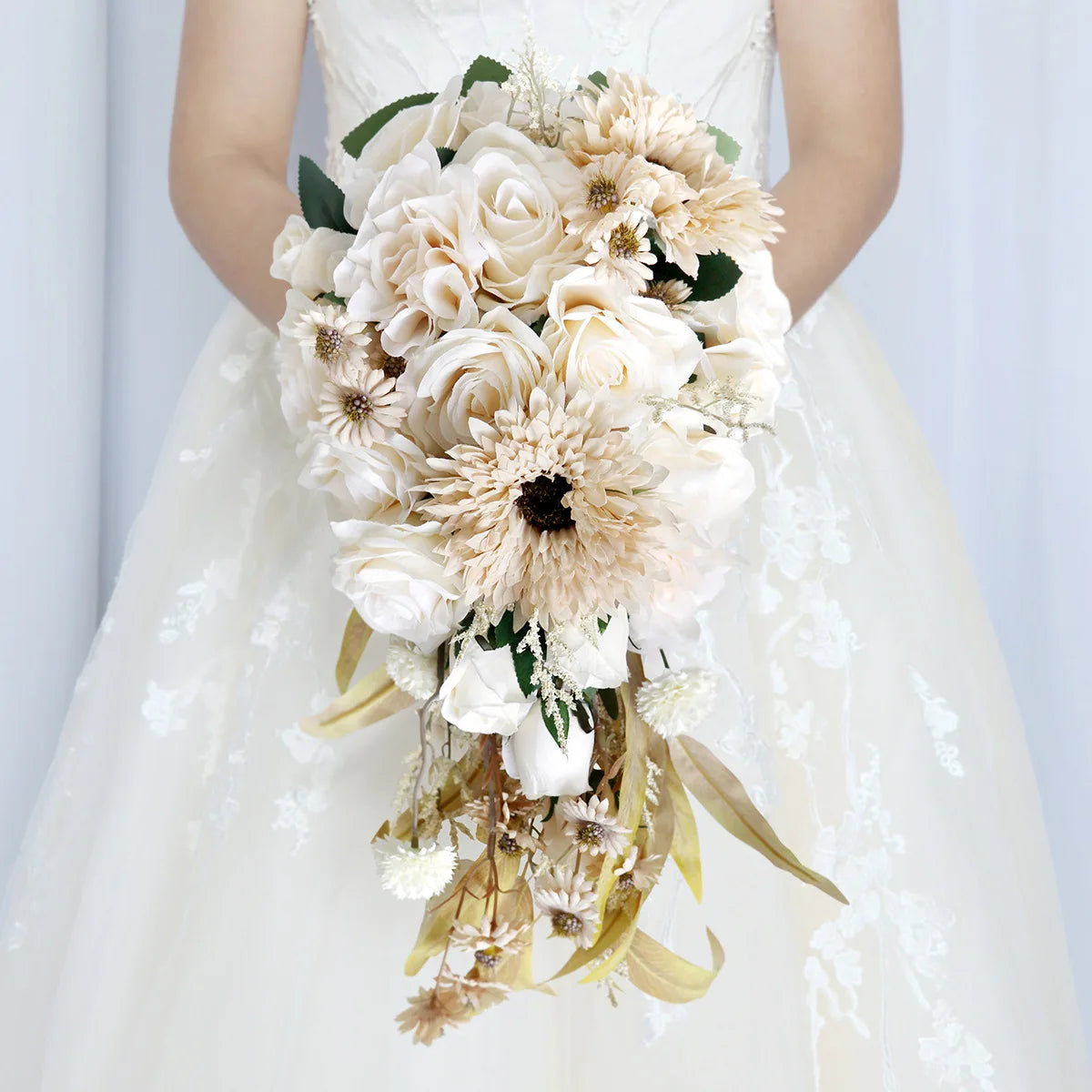 Champagne Cascading Bridal Bouquet