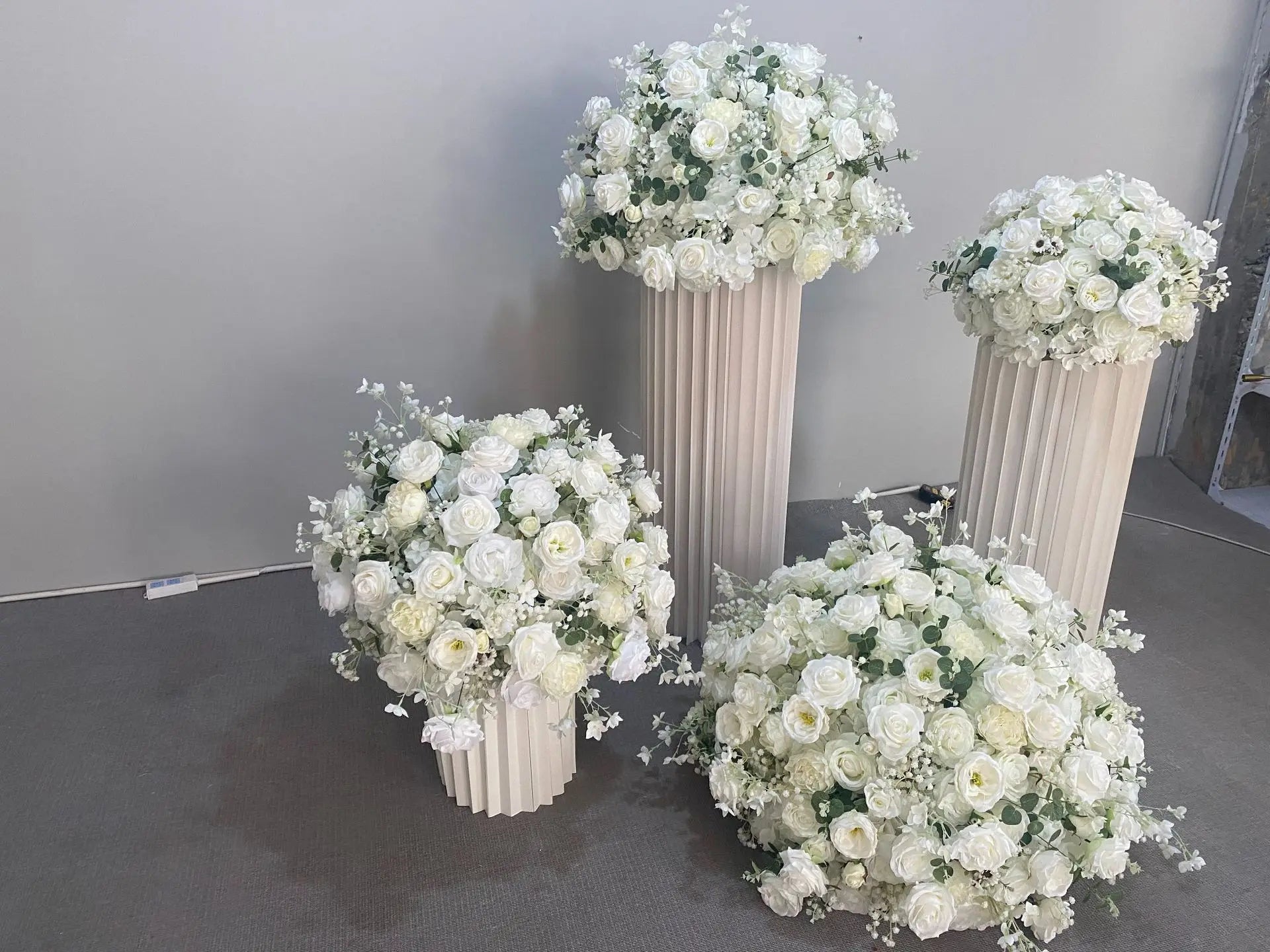 Elegant White Rose and Baby's Breath Flower Ball Decor