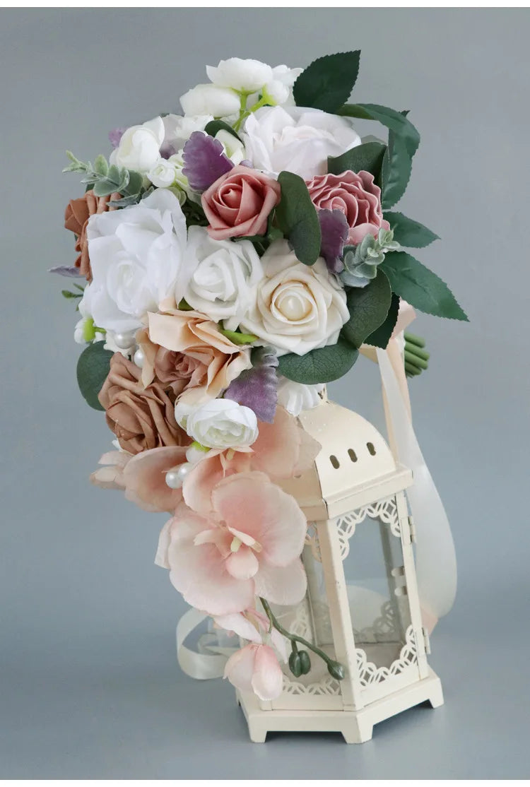 Elegant Cascading Rose Bouquet Bridal Floral Arrangement