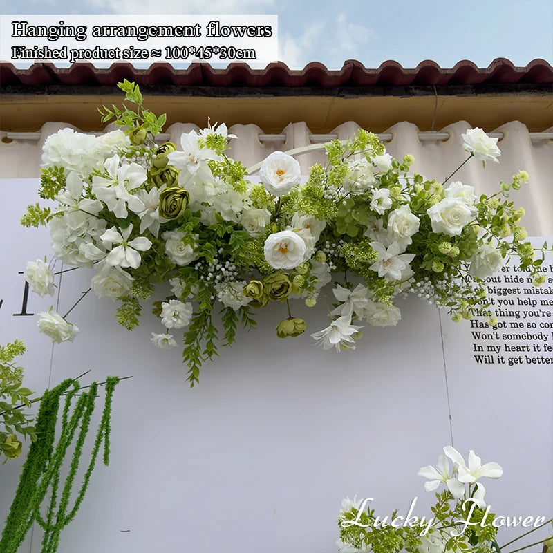 White Green Flowers Wedding Decoration Artificial Flowers Floral Backd