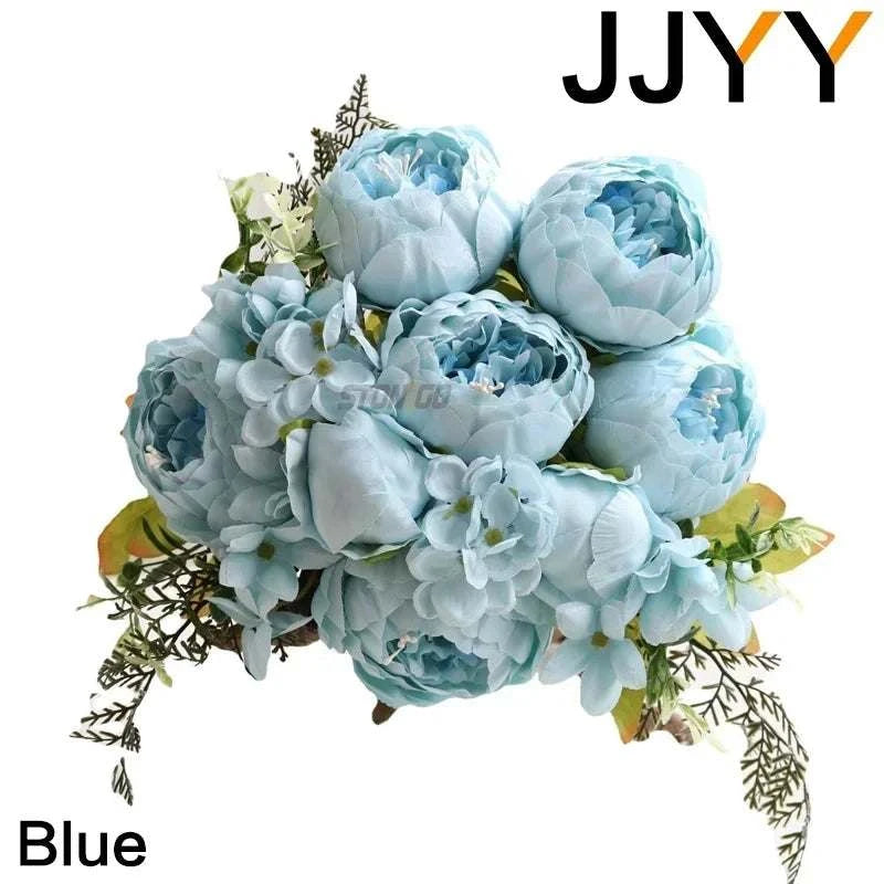 Artificial Flower Bouquet 13 Heads European Peony Silk Flowers Plastic