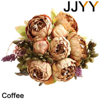 Artificial Flower Bouquet 13 Heads European Peony Silk Flowers Plastic