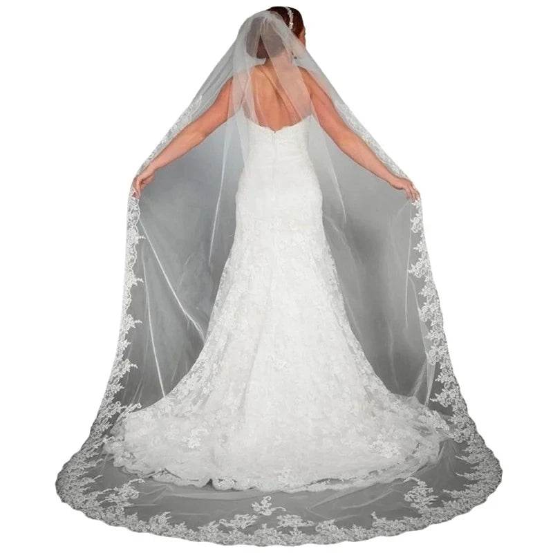 Lace Applique Cathedral Bridal Veil