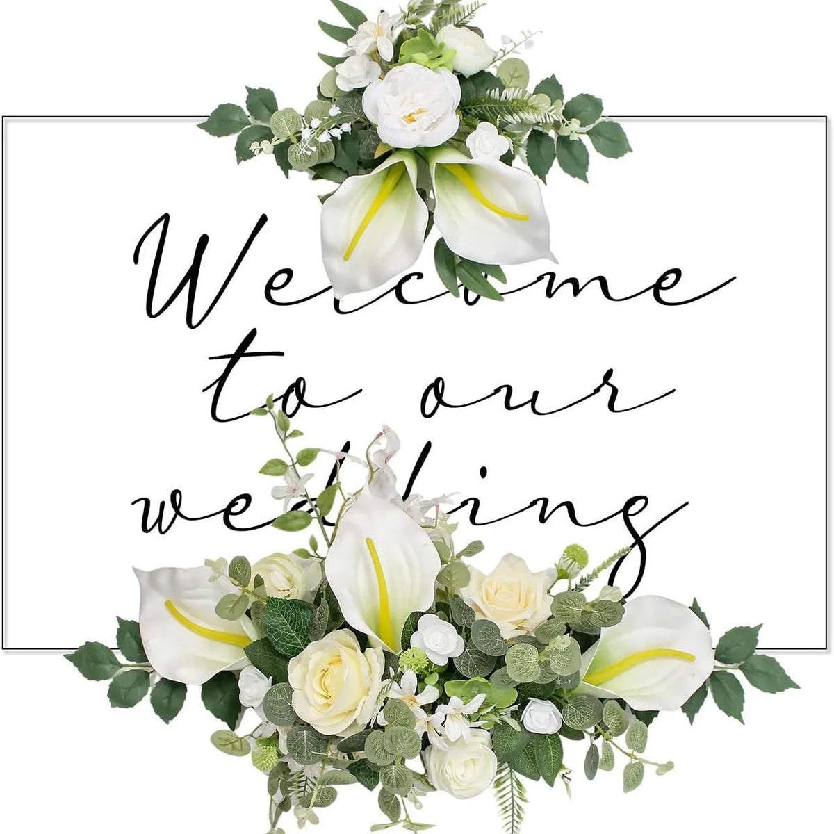 Romantic Floral Sign Swag Set – Artificial Wedding & Event Flowers