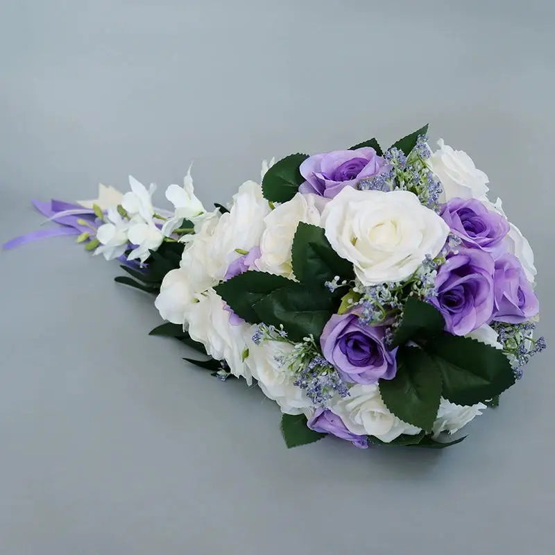 Cascading Silk Rose Bridal Bouquet