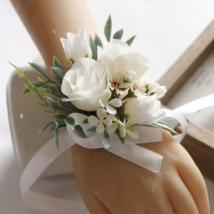 White Wedding Corsage Boutonniere