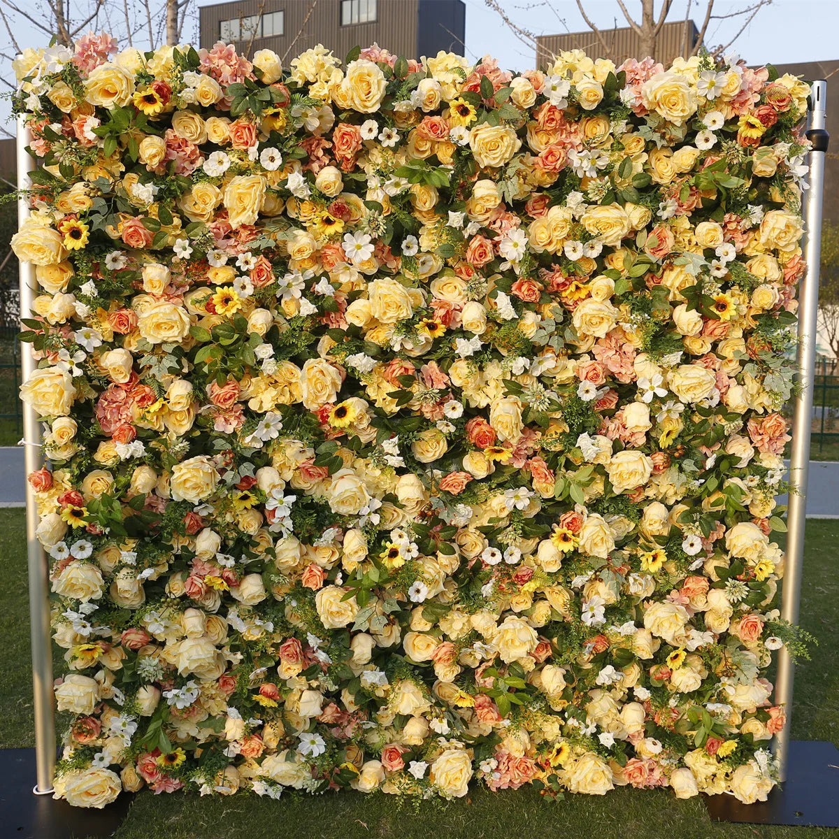 Pink Cloth Flower Wall Rose Hydrangea Backdrop