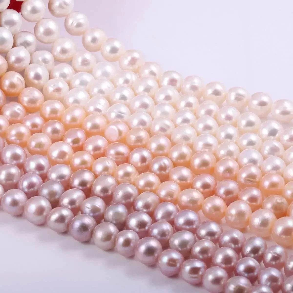 Natural Freshwater Pearls Beaded Non nuclear Round Shaped Beads For Je