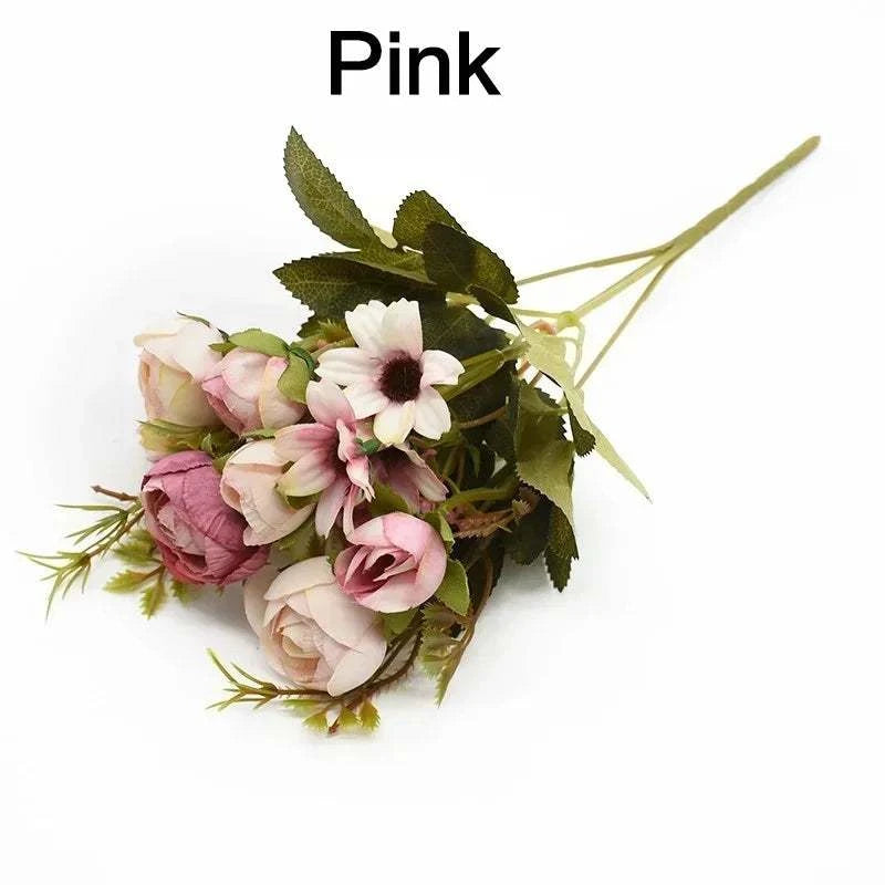Artificial Flower Bouquet 13 Heads European Peony Silk Flowers Plastic