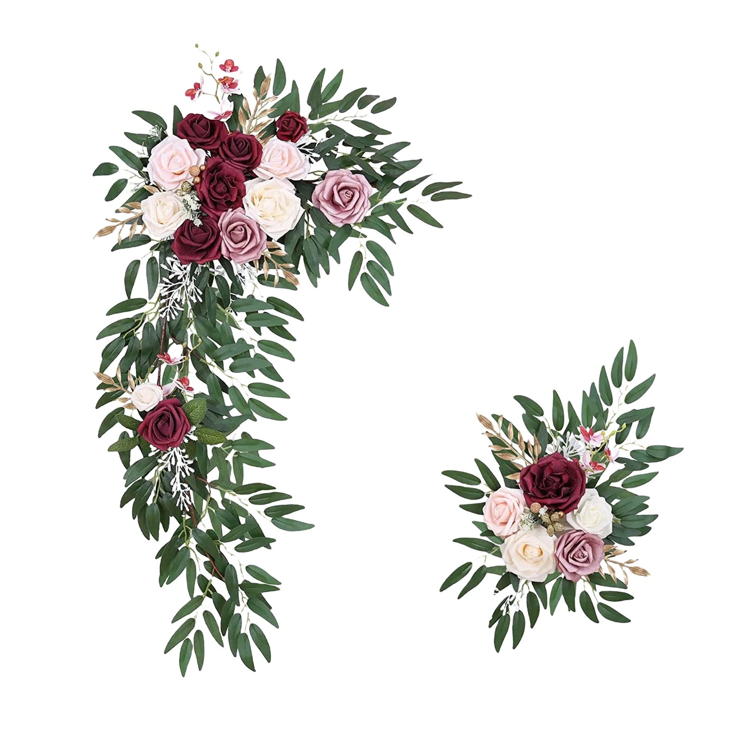 Large 2Pcs Artificial Flower Swag Floral Swag Garland Wedding Arch Flowers Kit for Sign Rustic Artificial Floral Swag Arch Decor