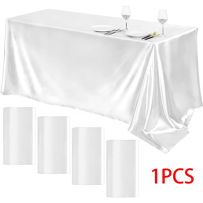 Elegant Satin Tablecloth Rectangle Wedding Table Cover