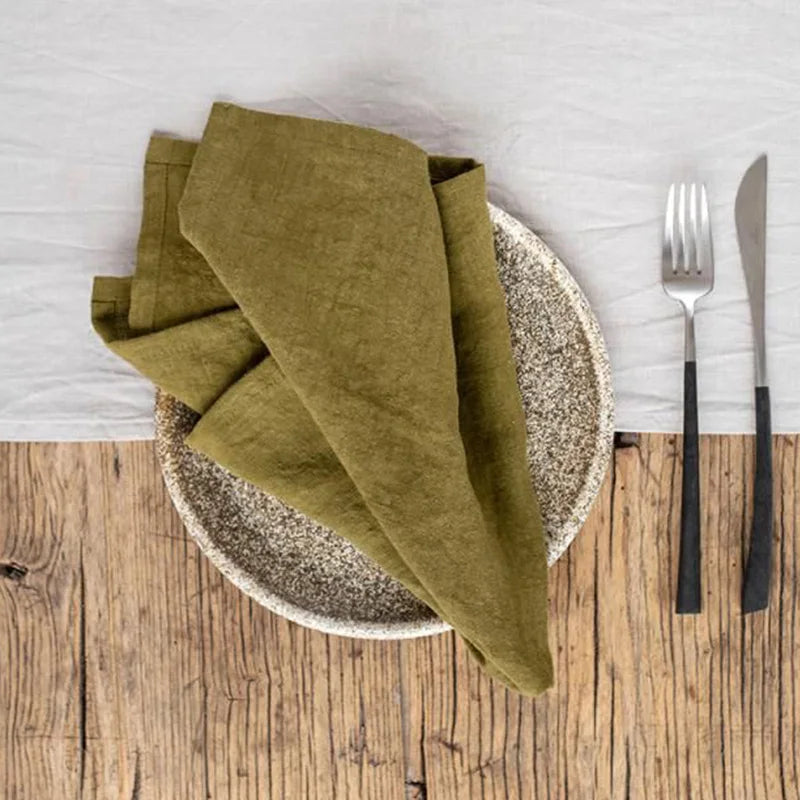 Set of 4 Cloth Napkins 100% Pure Linen 16x16Inch Hemmed Dinner Napkins