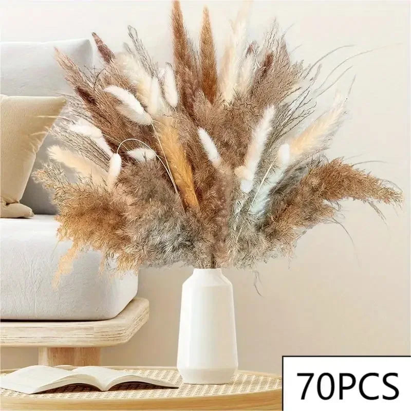 105pcs Natural Dried Flowers Pampas Floral Bouquet Boho Country Home D