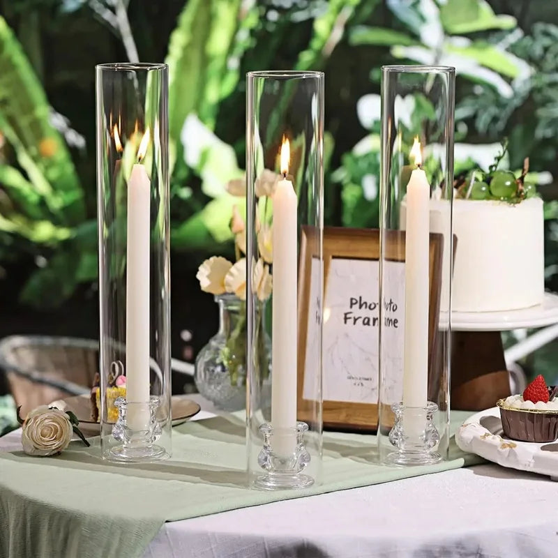 Tall Clear Glass Candle Holders