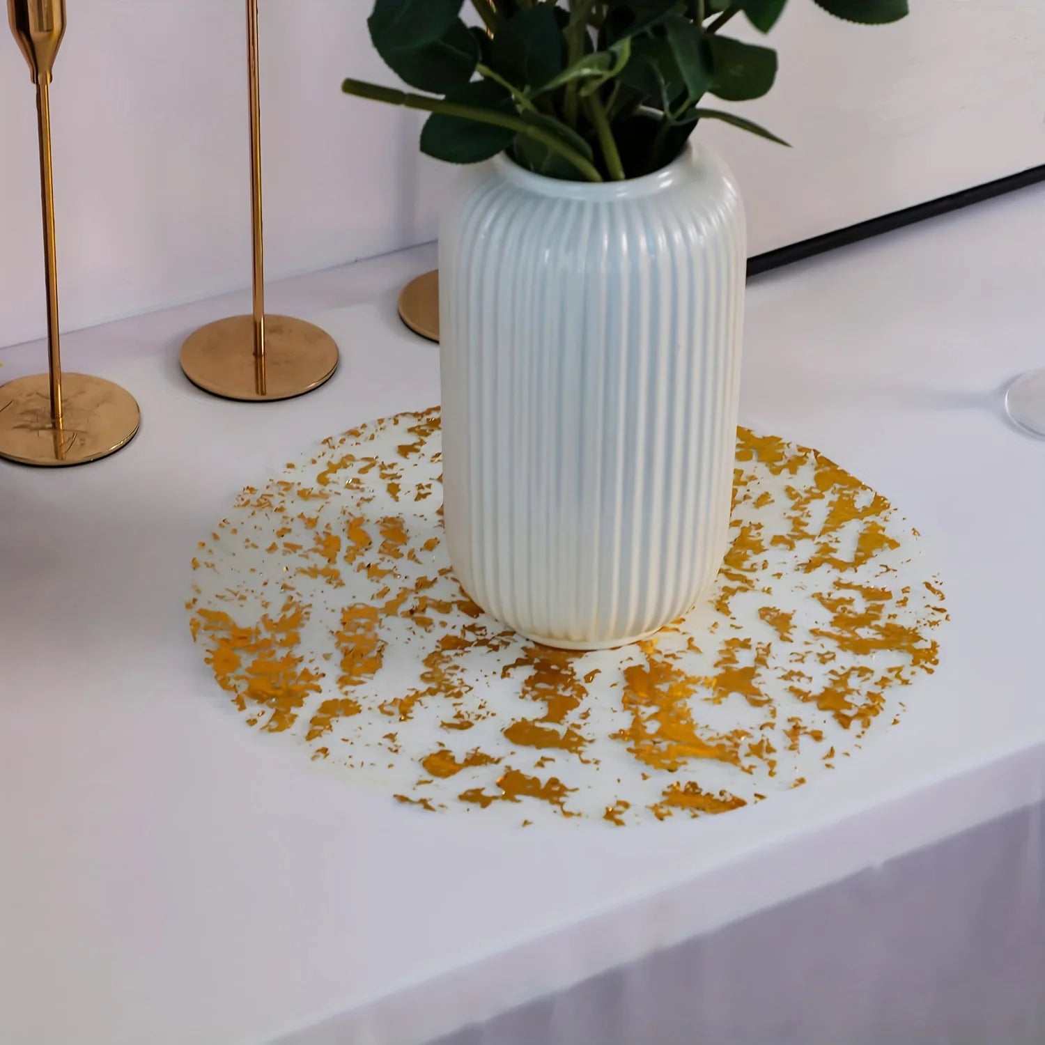 Luxury Gold Silver Foil Placemats Dining Table