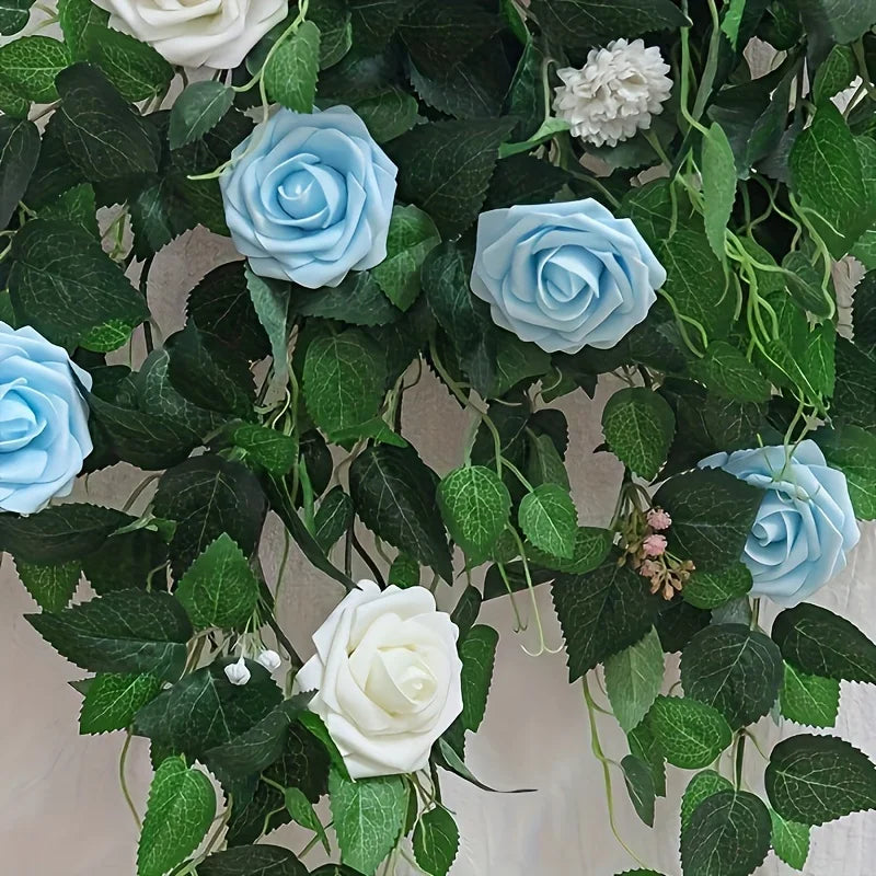 25pcs Artificial Flowers, Fake Flowers Roses W/stem For DIY Wedding Bo