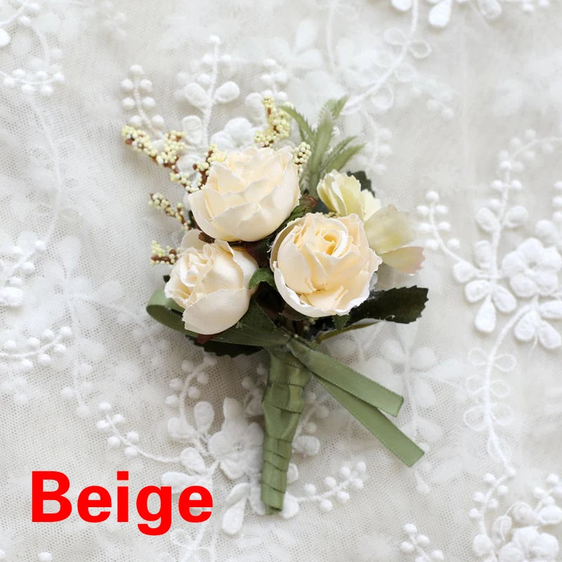 Silk Rose Wedding Boutonniere