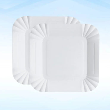 100pcs Disposable Paper Plates Square Storage Tableware Plate for Cake Dessert Fruits Snacks (White)