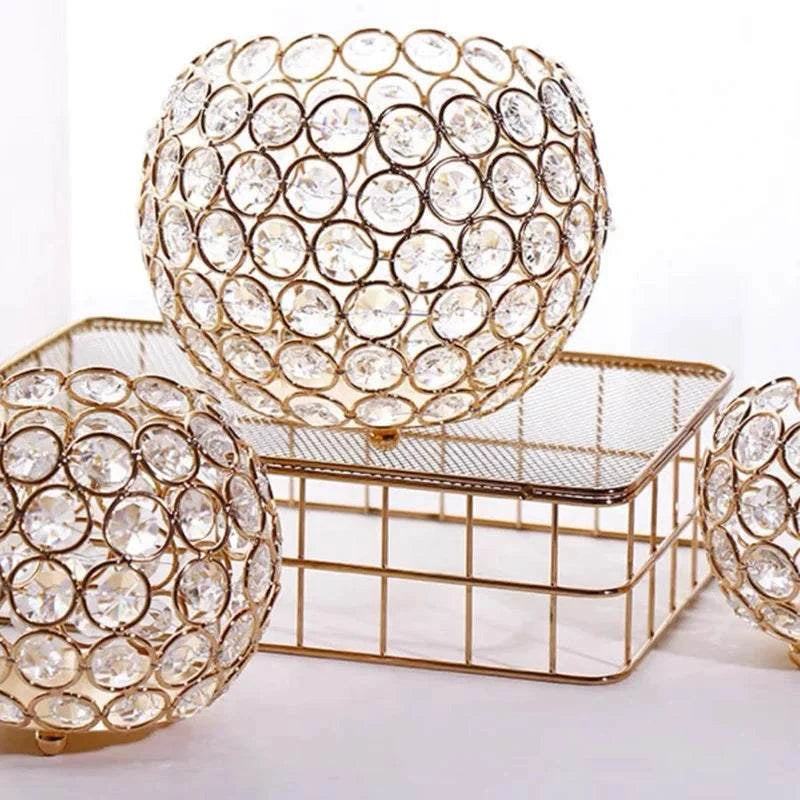 Gold Crystal Candle Holder for Wedding Centerpiece Tealight Candlestic