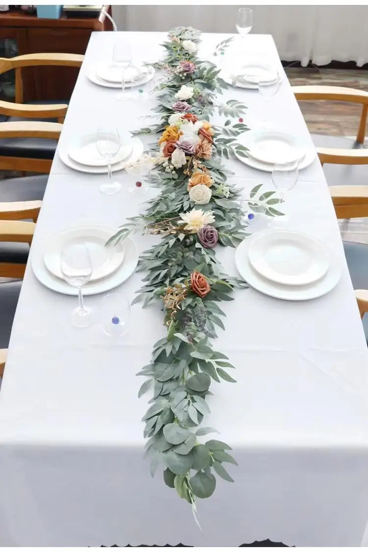 Long Eucalyptus Garland Wedding Table Centerpiece