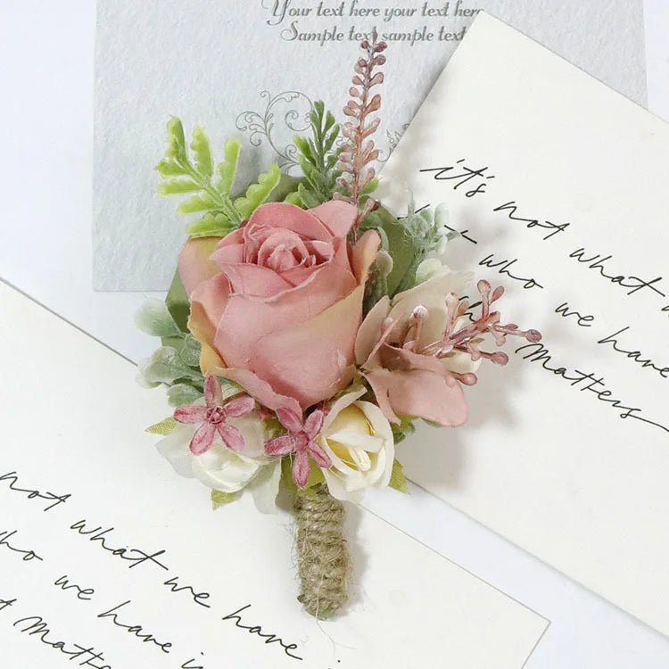 Pink Groom Wedding Boutonniere