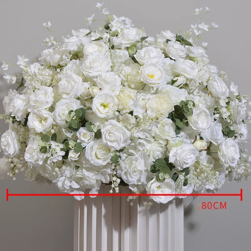 Elegant White Rose and Baby's Breath Flower Ball Decor