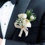 6PCS Camellia Wedding Boutonnieres