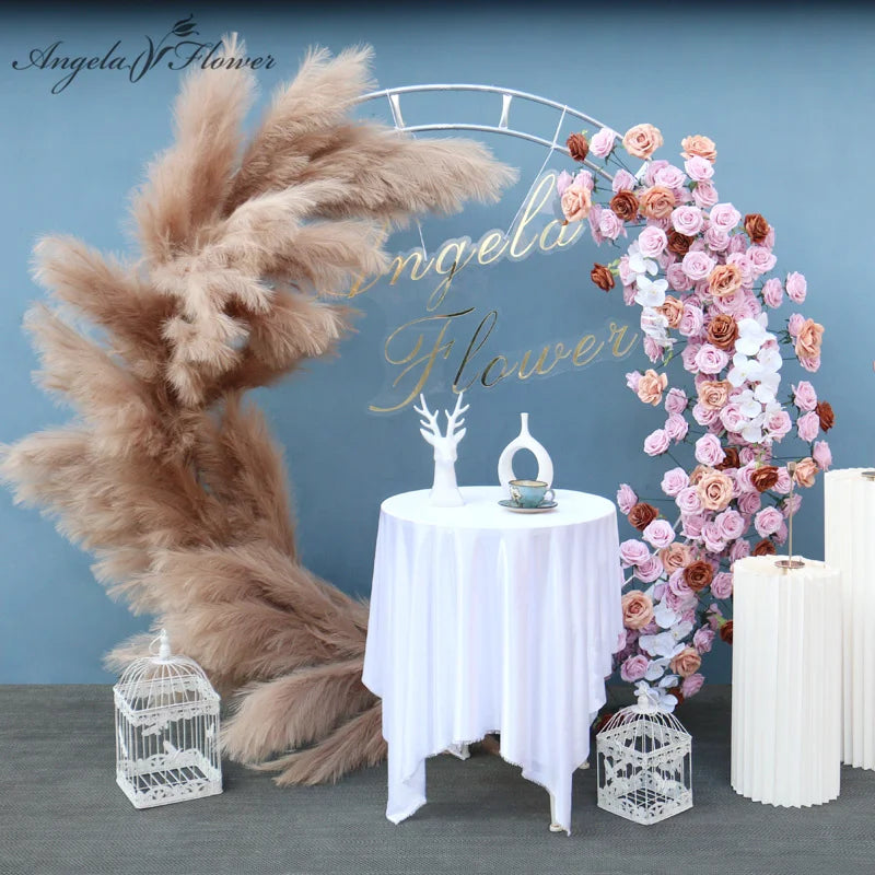 Elegant Pampas Rose Wedding Arch Decoration Piece