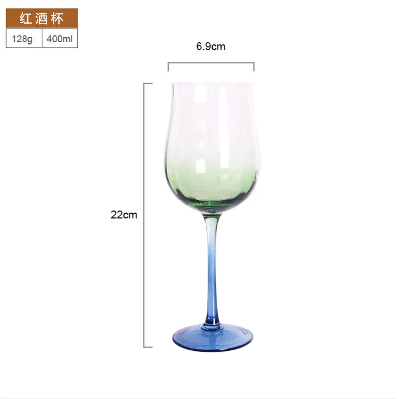 Creative Medieval Cocktail Wine Glasses Hand-Blown Gradient Dense Edge