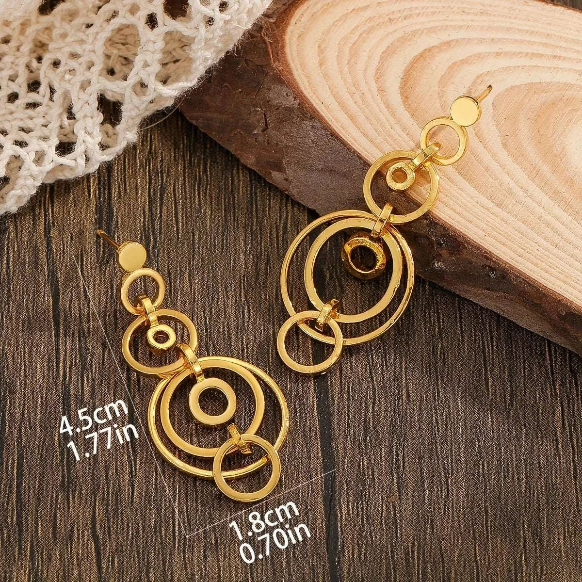  New Geometric Gold Color Hoops Hollow  Earrings For Women Fashion Jew