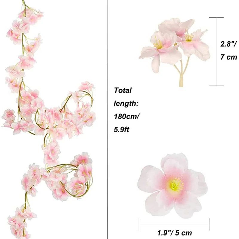 Silk Sakura Blossom Garland Wall Decor Vine