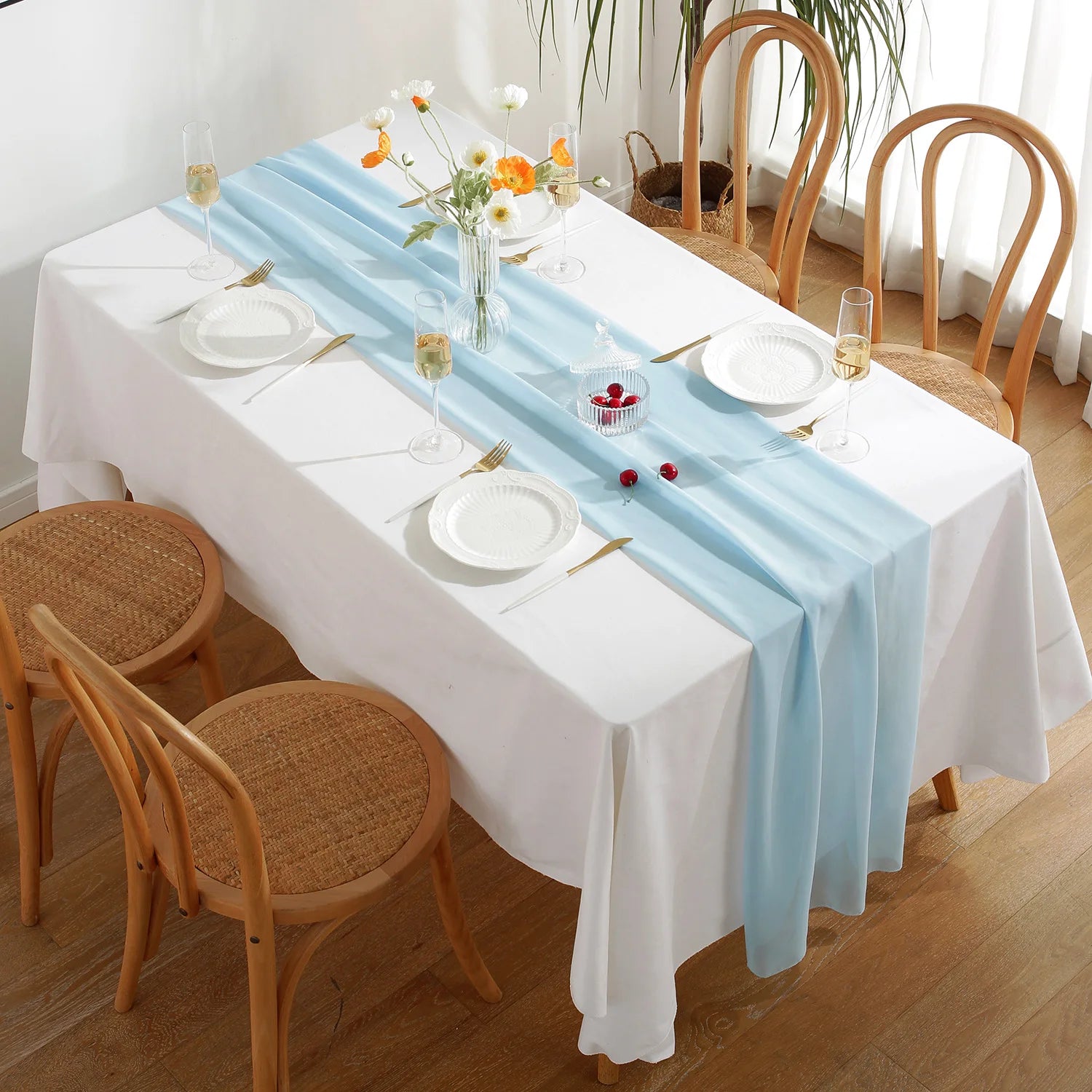 Soft Chiffon Table Runner Elegant Party Decor