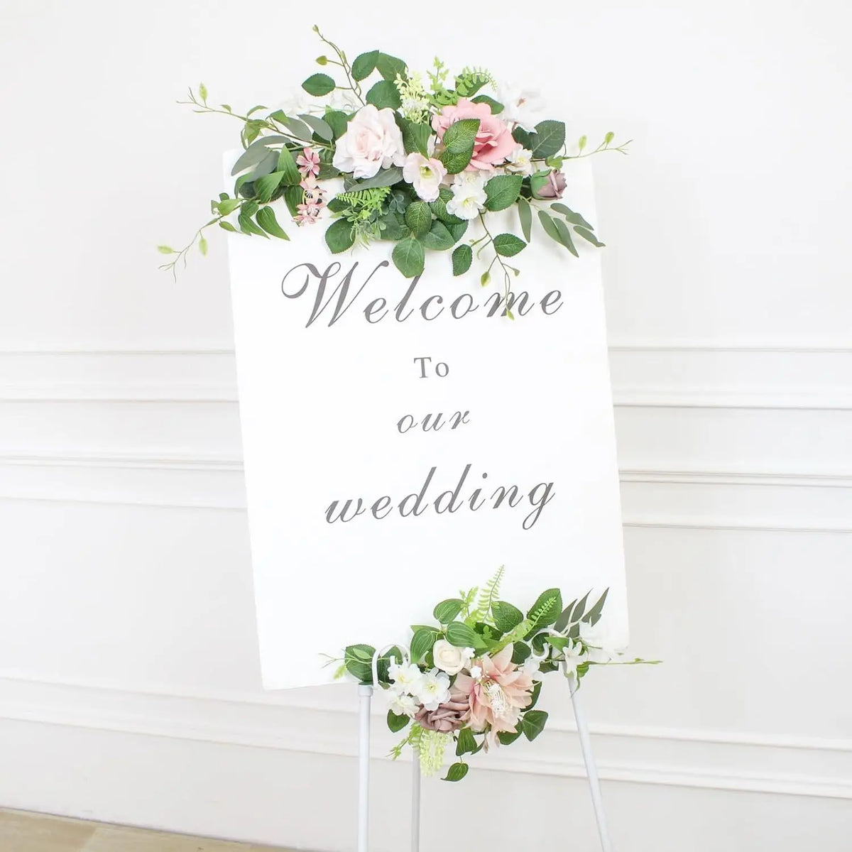 Romantic Floral Sign Swag Set – Artificial Wedding & Event Flowers