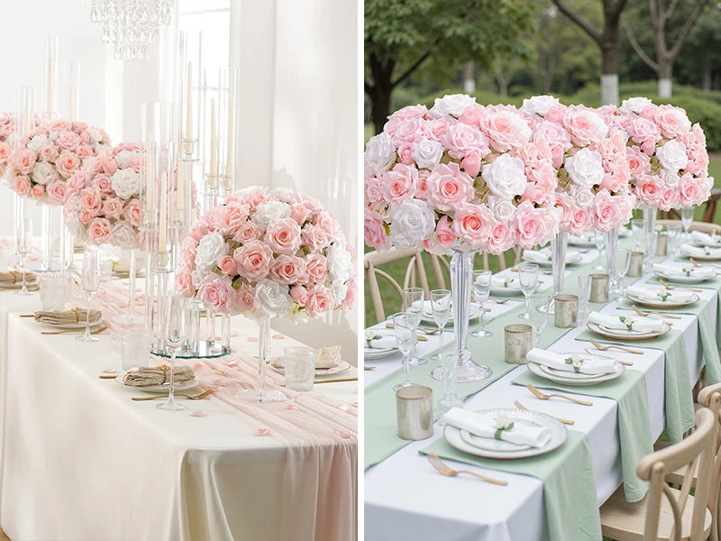 Baby Pink and White Table Flower Centerpieces