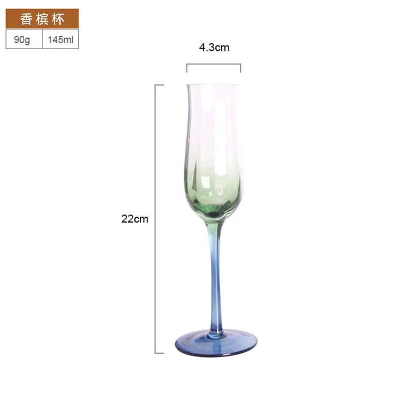 Creative Medieval Cocktail Wine Glasses Hand-Blown Gradient Dense Edge