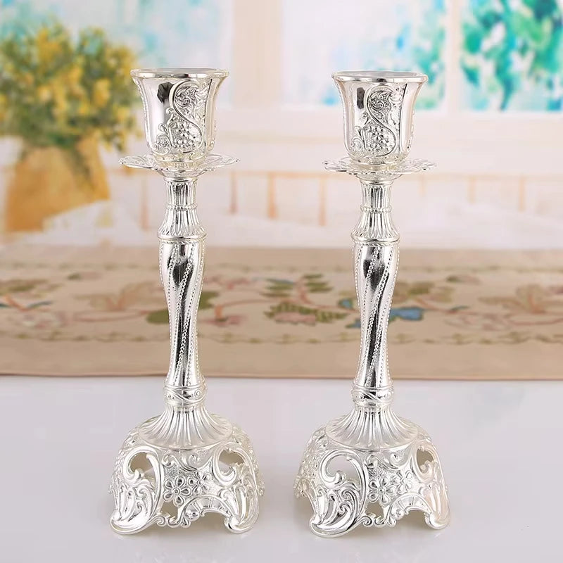 Vintage Candle Holder Set in Gold and Silver