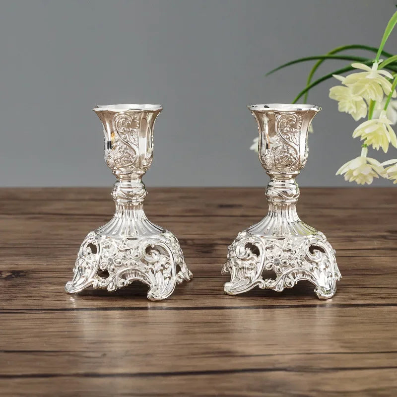 Vintage Candle Holder Set in Gold and Silver