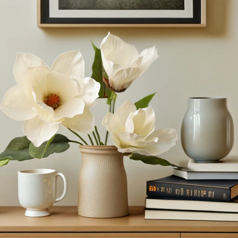 Faux Magnolia Bellflower Decorative Stem