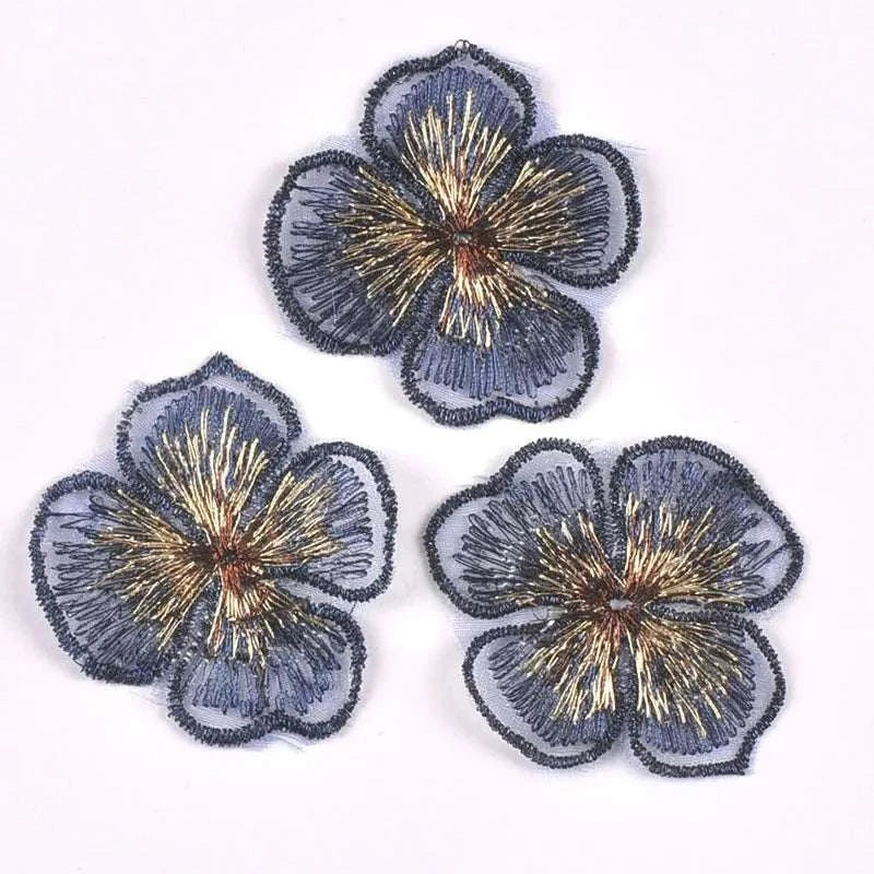 10 Pieces of Embroidered Four Petal Flower Patch Cloth DIY Clothing Ac