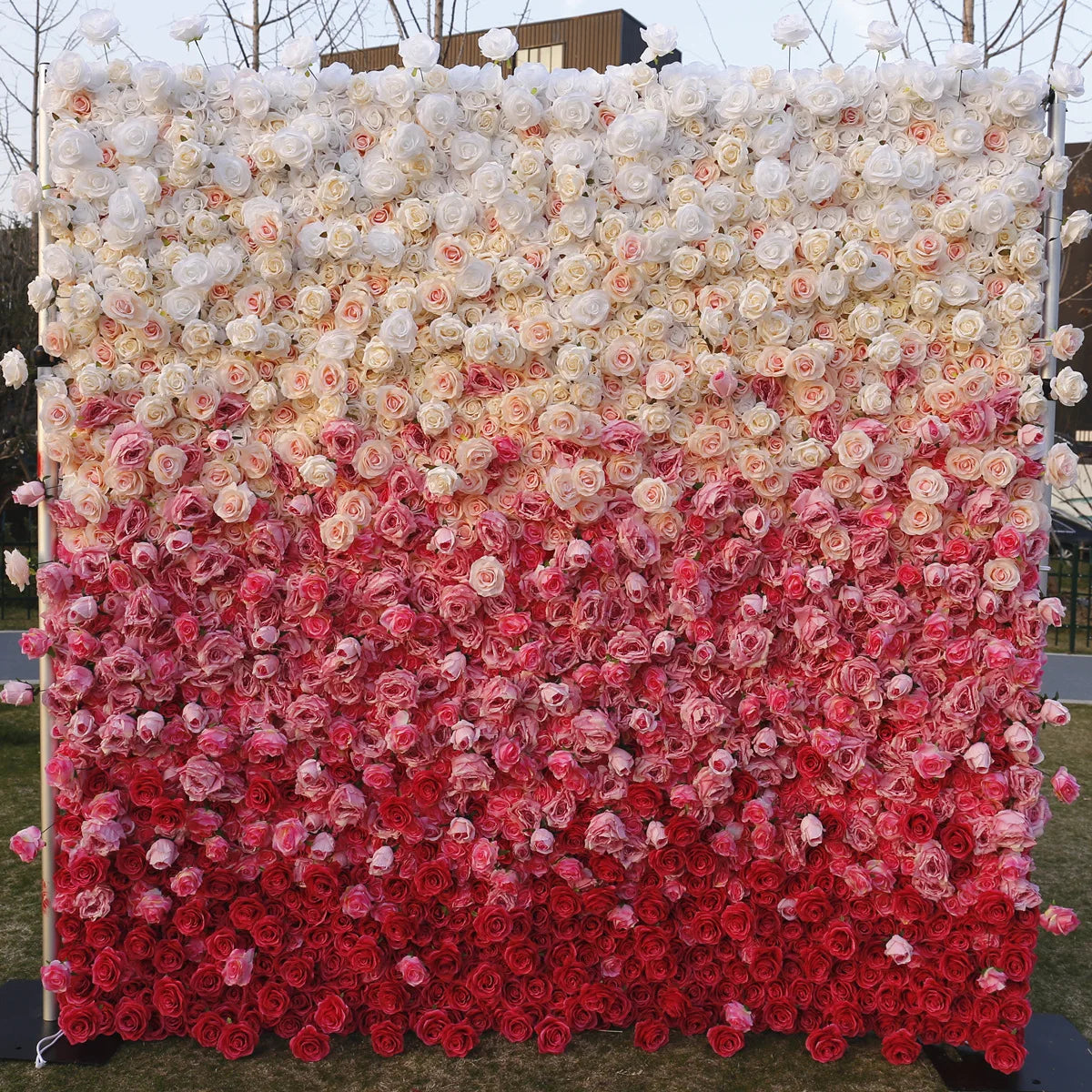 Pink Cloth Flower Wall Rose Hydrangea Backdrop