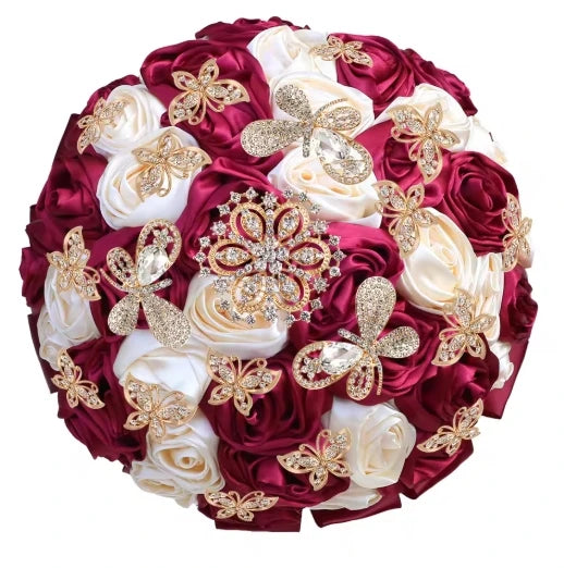 Pink Crystal Bridal Rose Bouquet