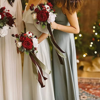 25pcs Artificial Flowers, Fake Flowers Roses W/stem For DIY Wedding Bo