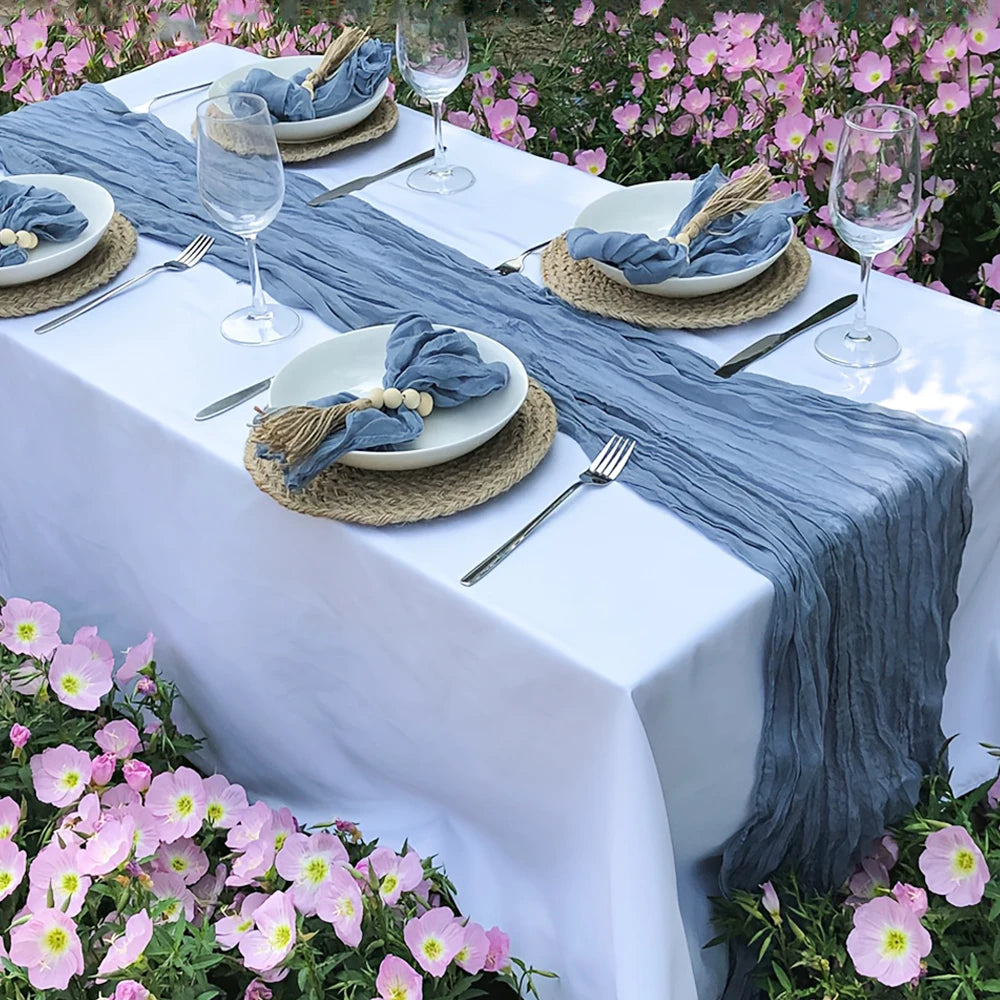 Soft Gauze Rustic Setting Table Runner and Napkin Set