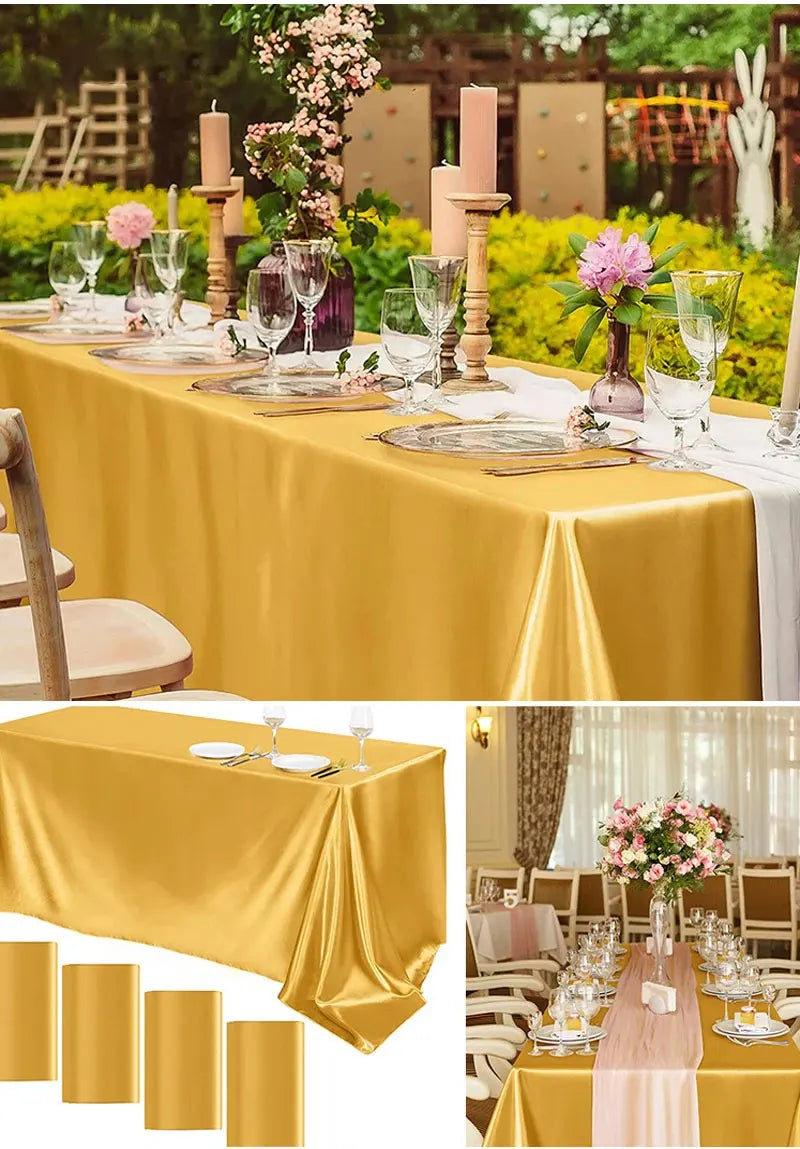Elegant Satin Tablecloth Rectangle Wedding Table Cover