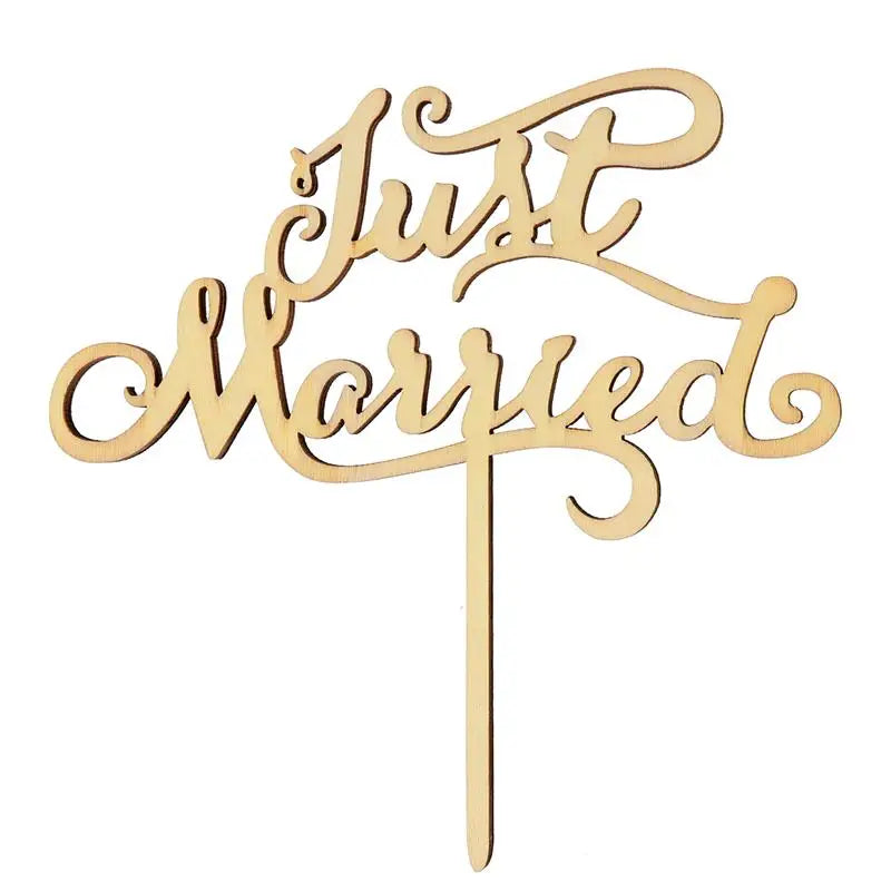 Decor Retro Cake Toppers Handmade Just Married Supplies Bride Wood Wed