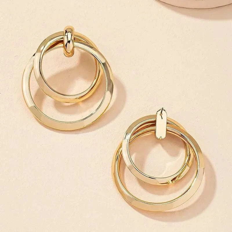 Gold Color Twisted Big Hoop Earrings For Women Night Club Party Girls 