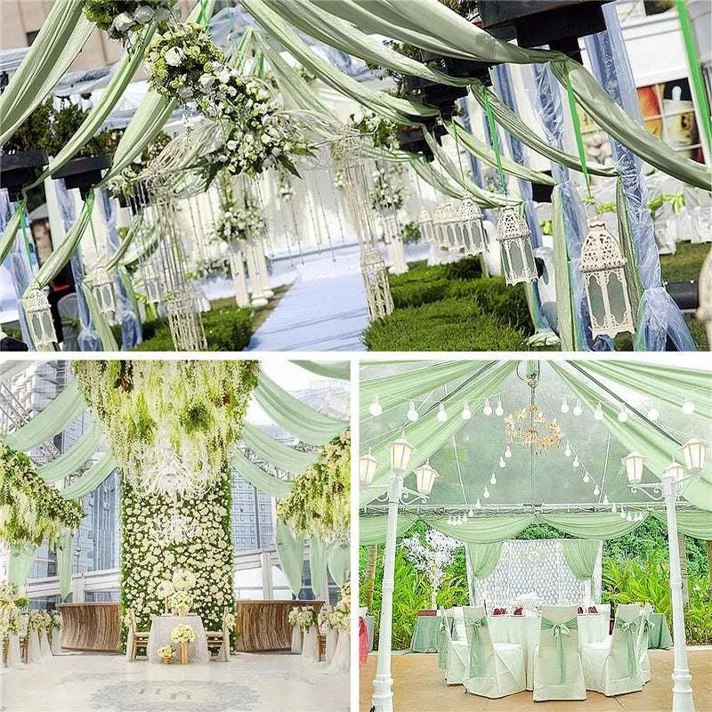 Wedding Arch Drape Roof Ceiling Decor Sheer Chiffon Tulle Curtain Drap